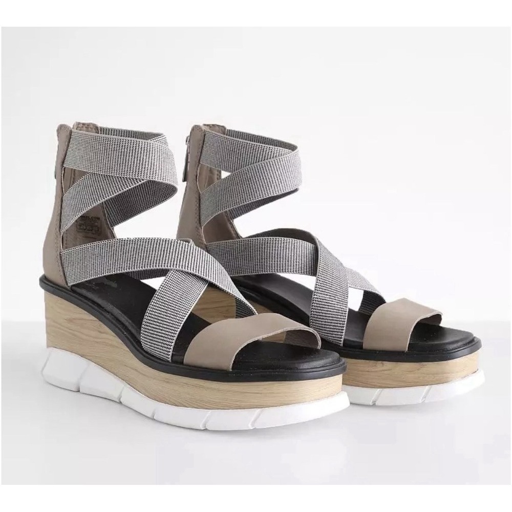 SOREL Joanie™ III Leather Sandal -Women's 7.5- Omega Taupe Wedge MINT Cond.